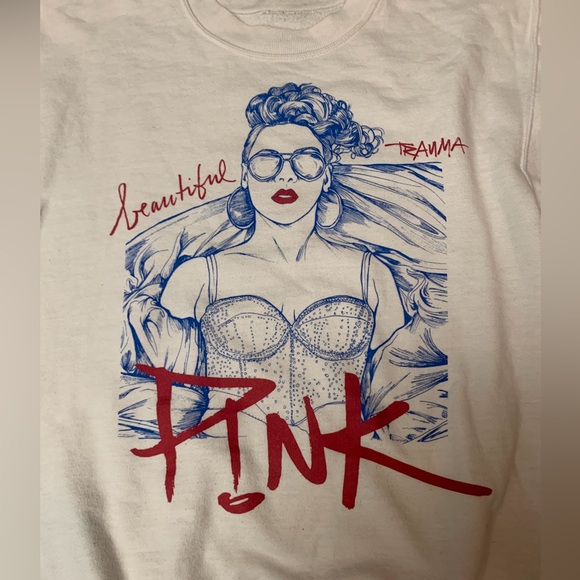 Pink / P!nk Beautiful Trauma World Tour Sweatshirt White Small Pop Vocal Music - Picture 2 of 10